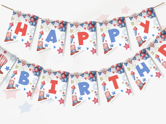4th of july instant download bunting banner