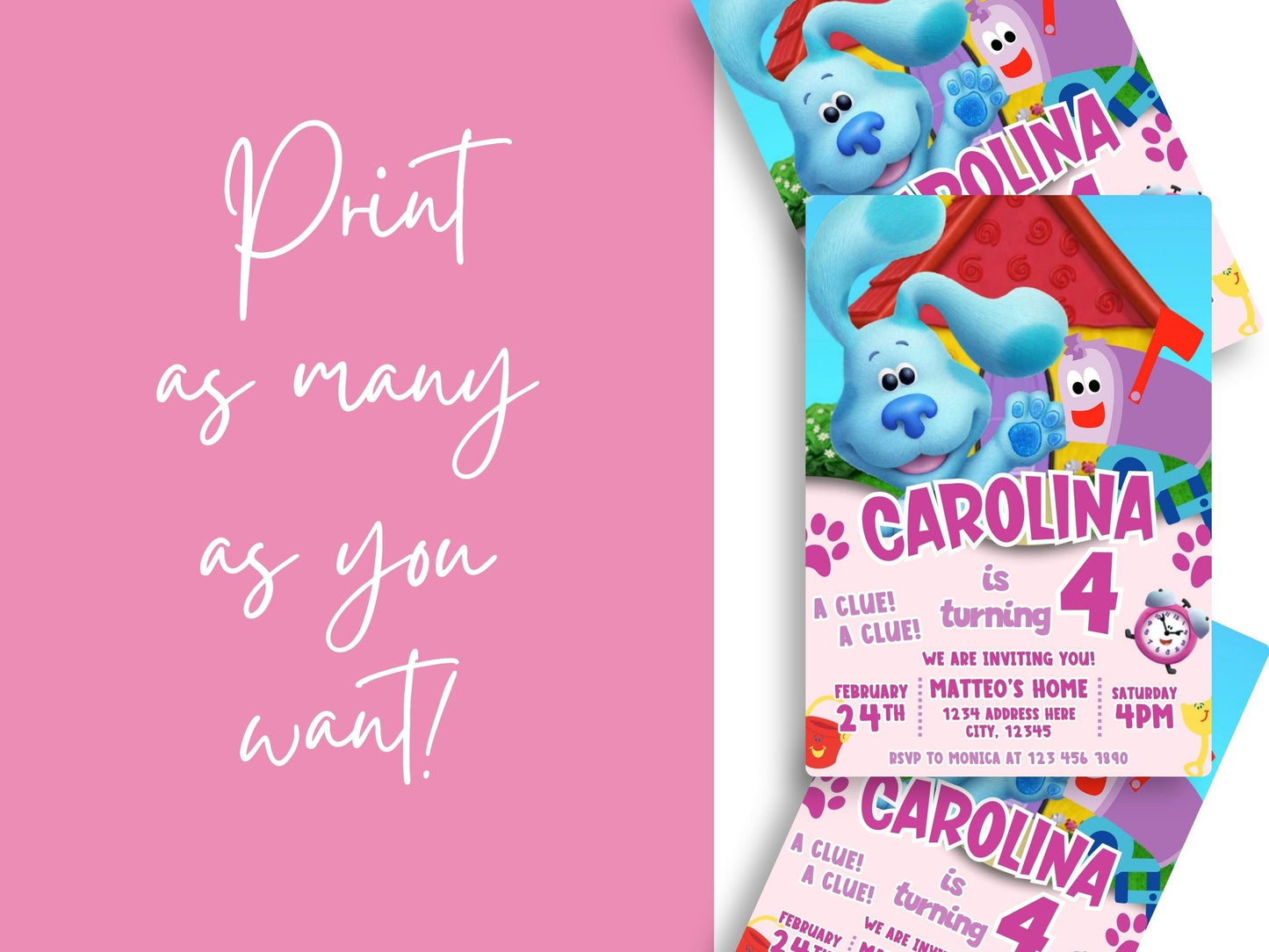 Blues Clues Girl Invitation - Canva Template - Invitations - Mama Life Printables