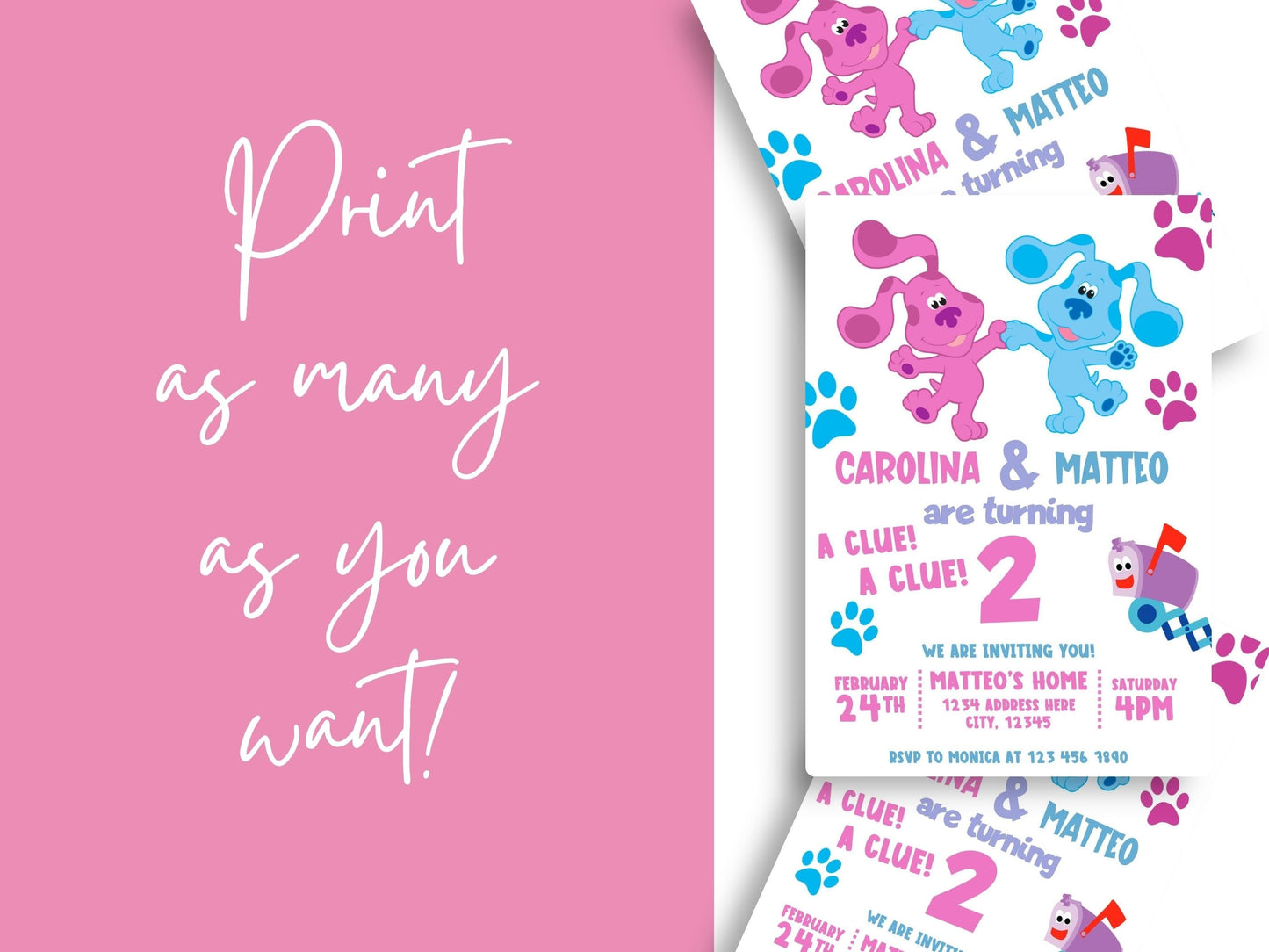 Blues Clues Joint Birthday Invitation - Invitations - Mama Life Printables