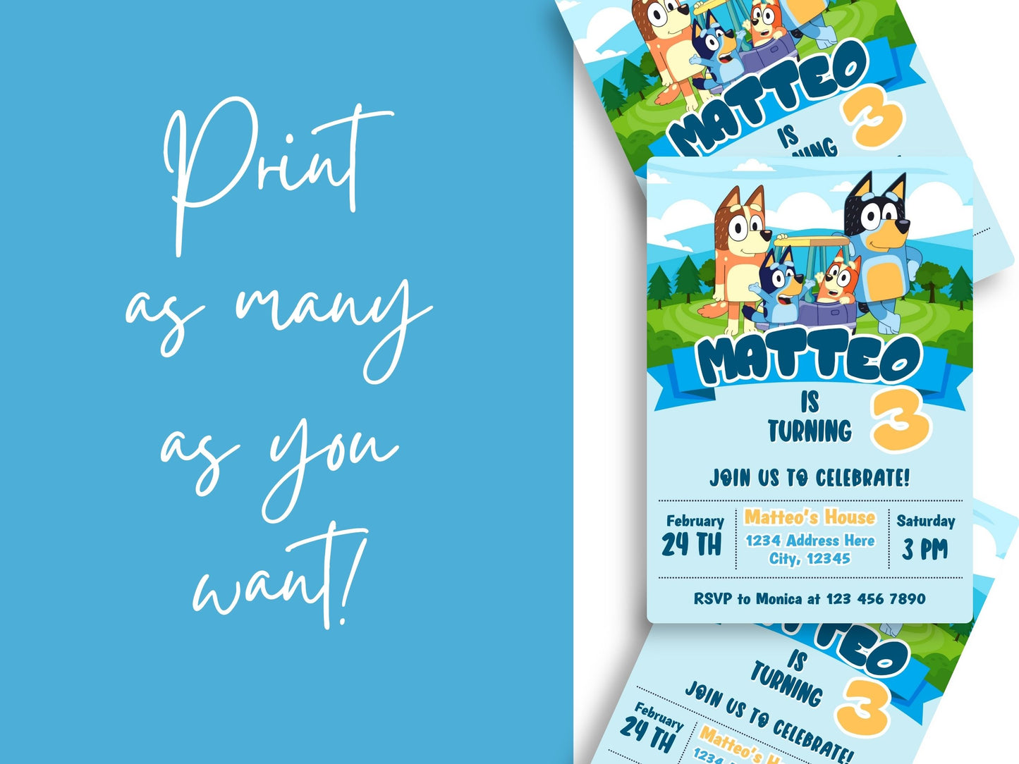 Bluey birthday invitation