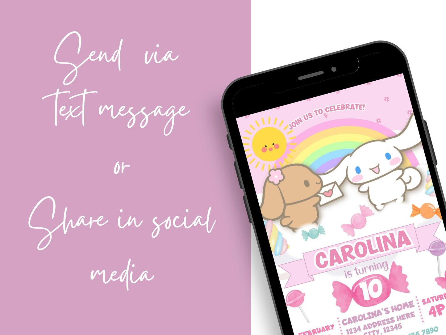 cinnamoroll birthday invitation