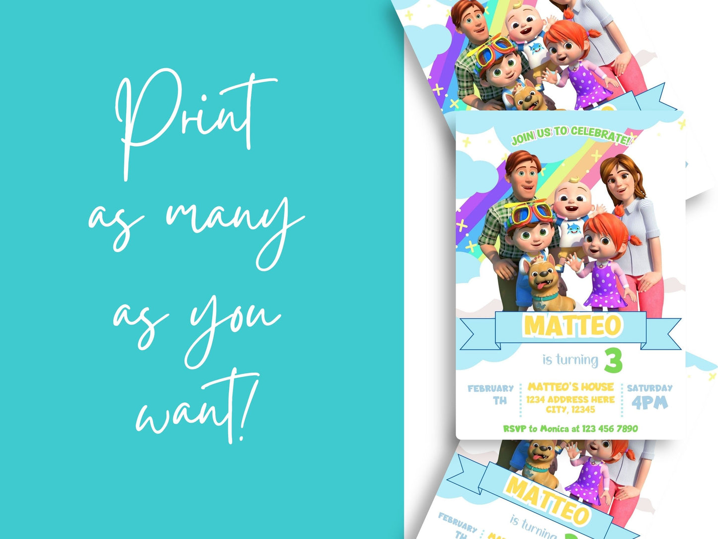 editable cocomelon birthday invite