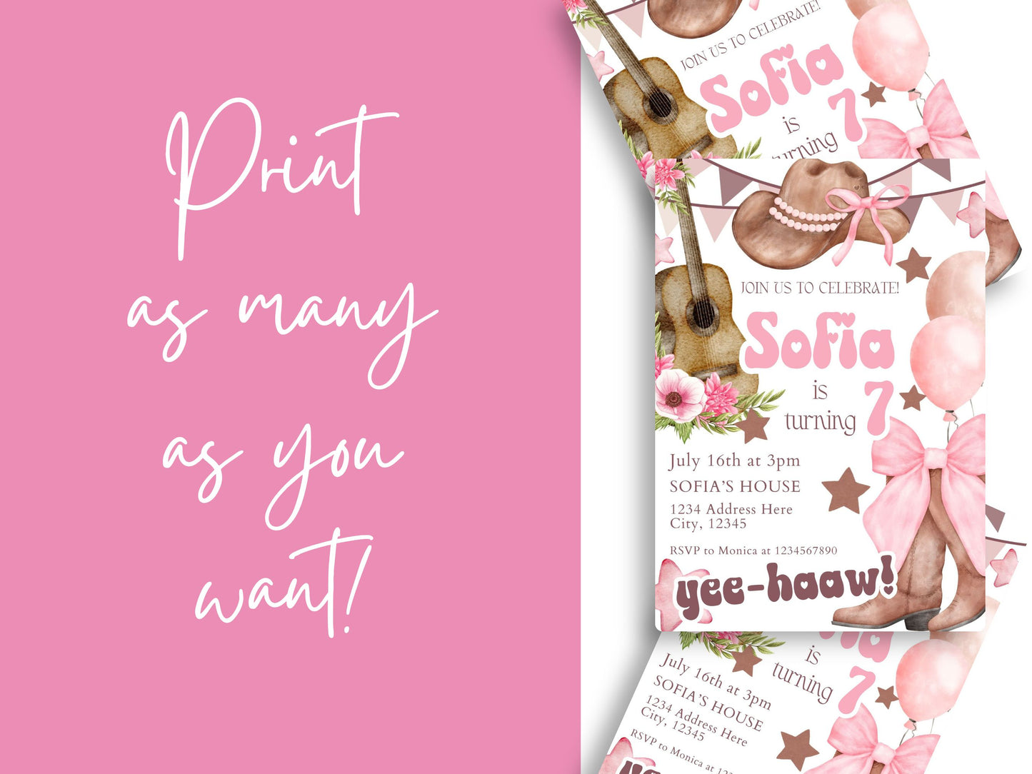 Cowgirl birthday invitation