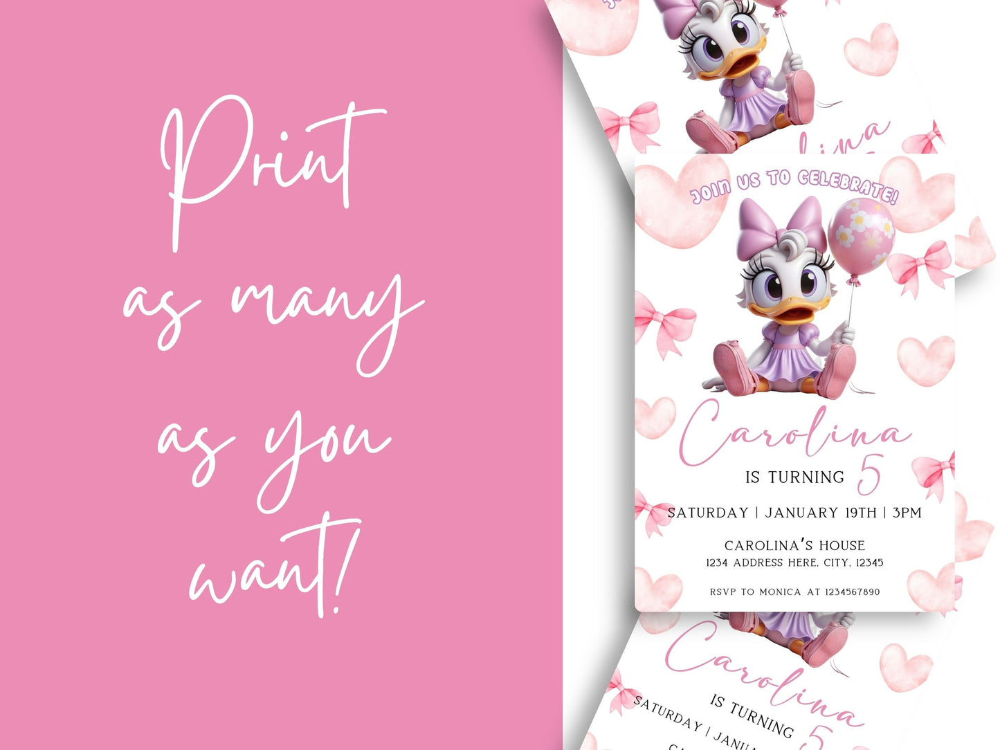 Daisy Duck birthday invitation