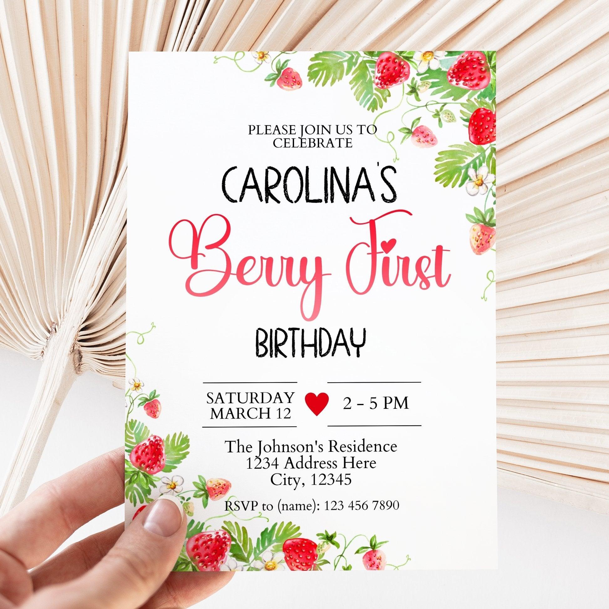 Berry First Birthday Invitation Template Mama Life Printables