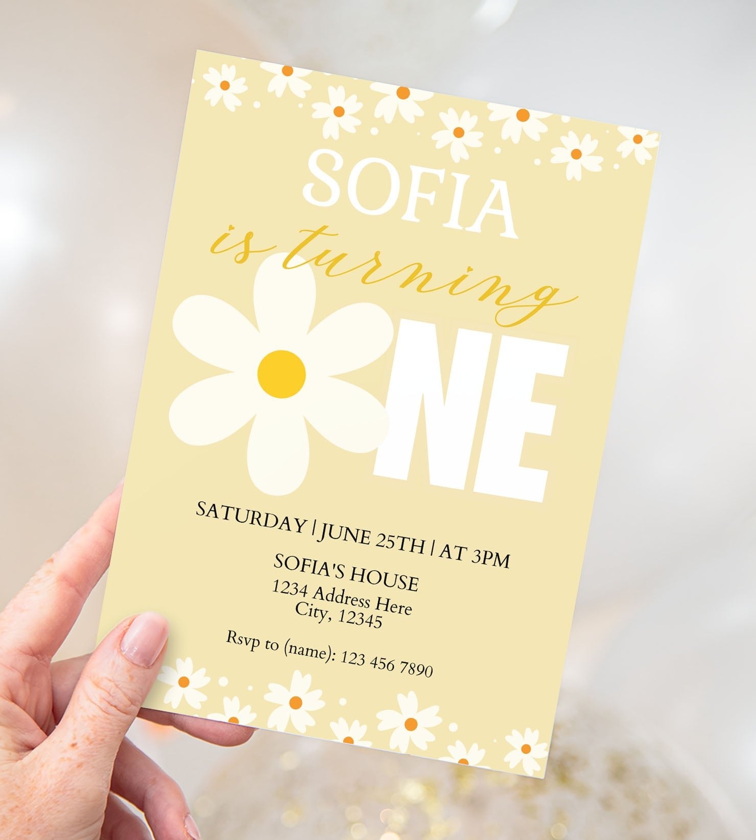 Daisy Flowers 1st Birthday Invitation – Mama Life Printables daisy-flowers-1st-birthday-invitation-mama-life-printables