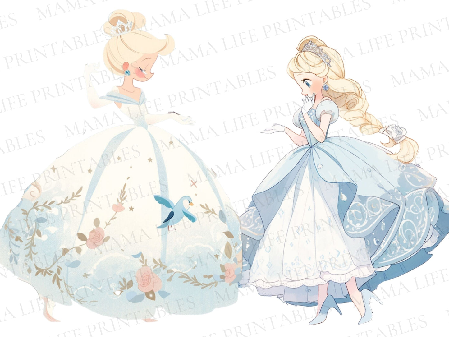 Disney Cinderella Watercolor PNG Cliparts - Digital Artwork - Mama Life Printables