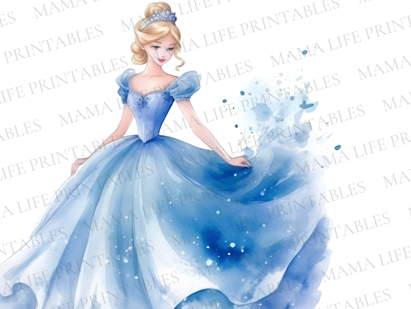 Disney Cinderella Watercolor PNG Cliparts - Digital Artwork - Mama Life Printables