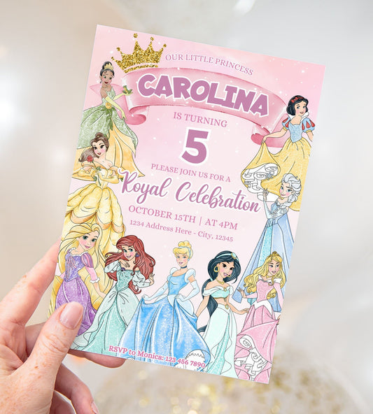 Disney Princess Birthday Invitation - Canva Template - Invitations - Mama Life Printables