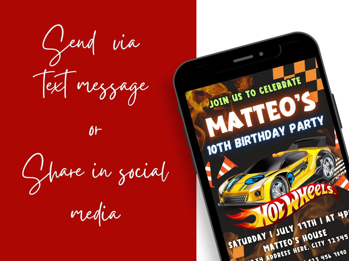 hot wheels birthday invitation template