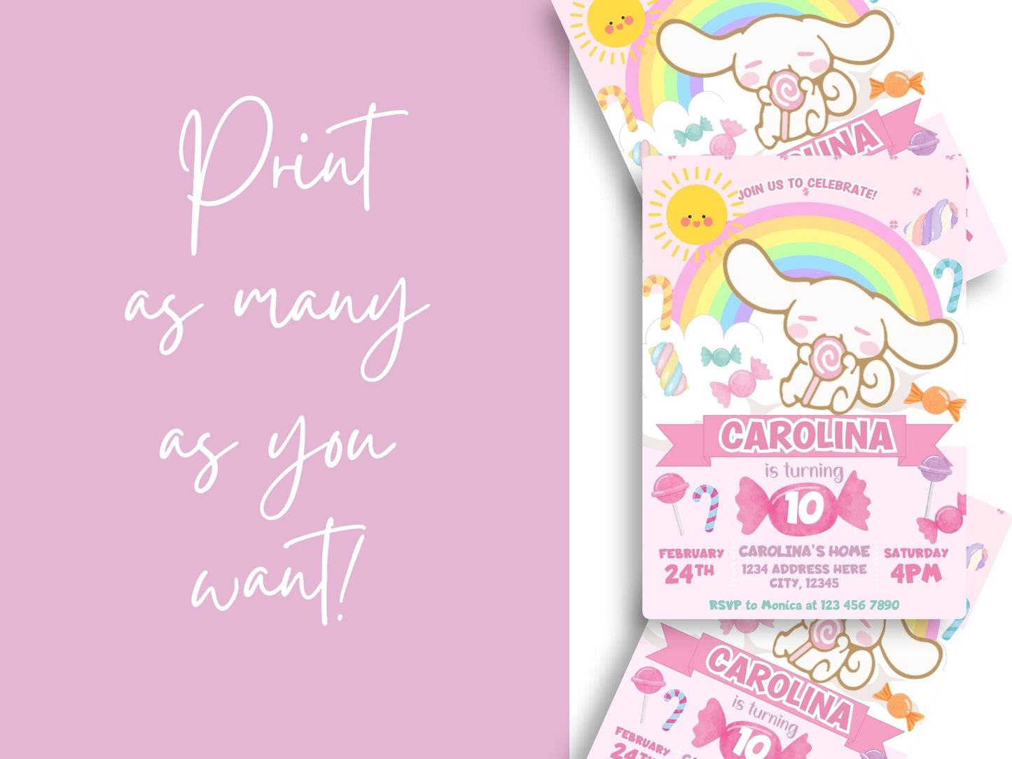 Kawaii Cinnamoroll Birthday Invitation - Canva Template - Invitations - Mama Life Printables