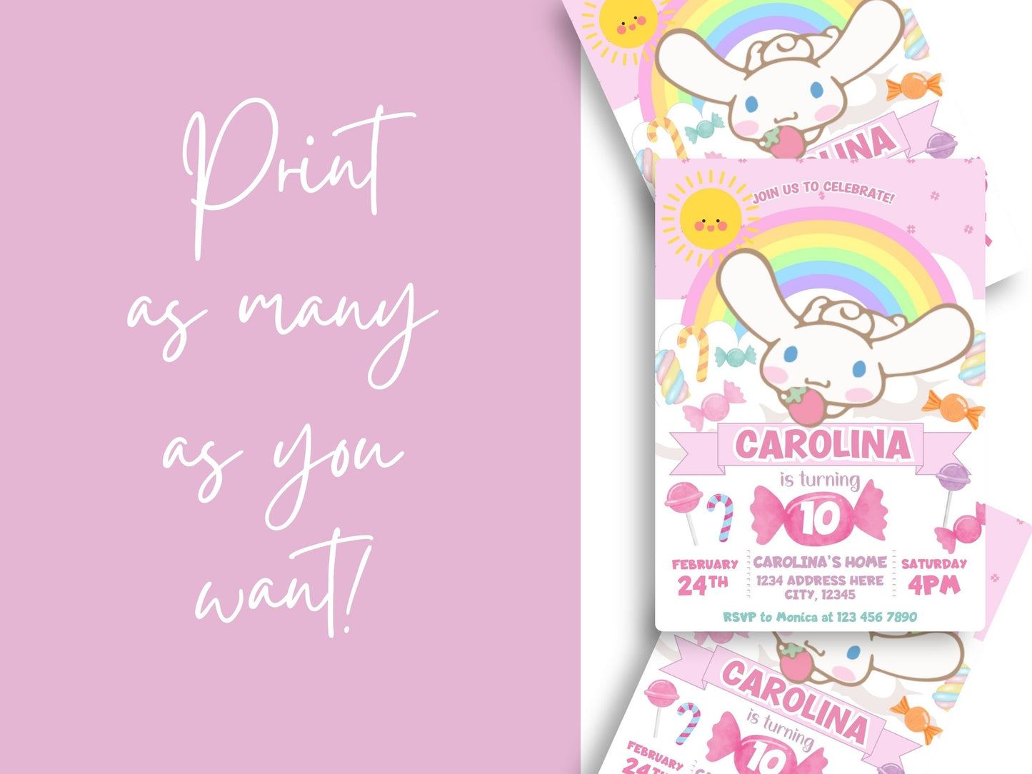 Kawaii Cinnamoroll Birthday Invitation - Canva Template - Invitations - Mama Life Printables