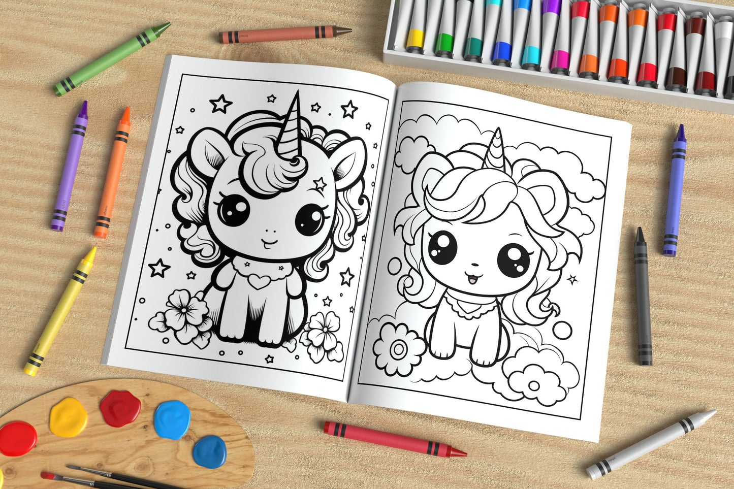 Kawaii Unicorn Coloring Book - 150 Pages - Coloring Pages - Mama Life Printables