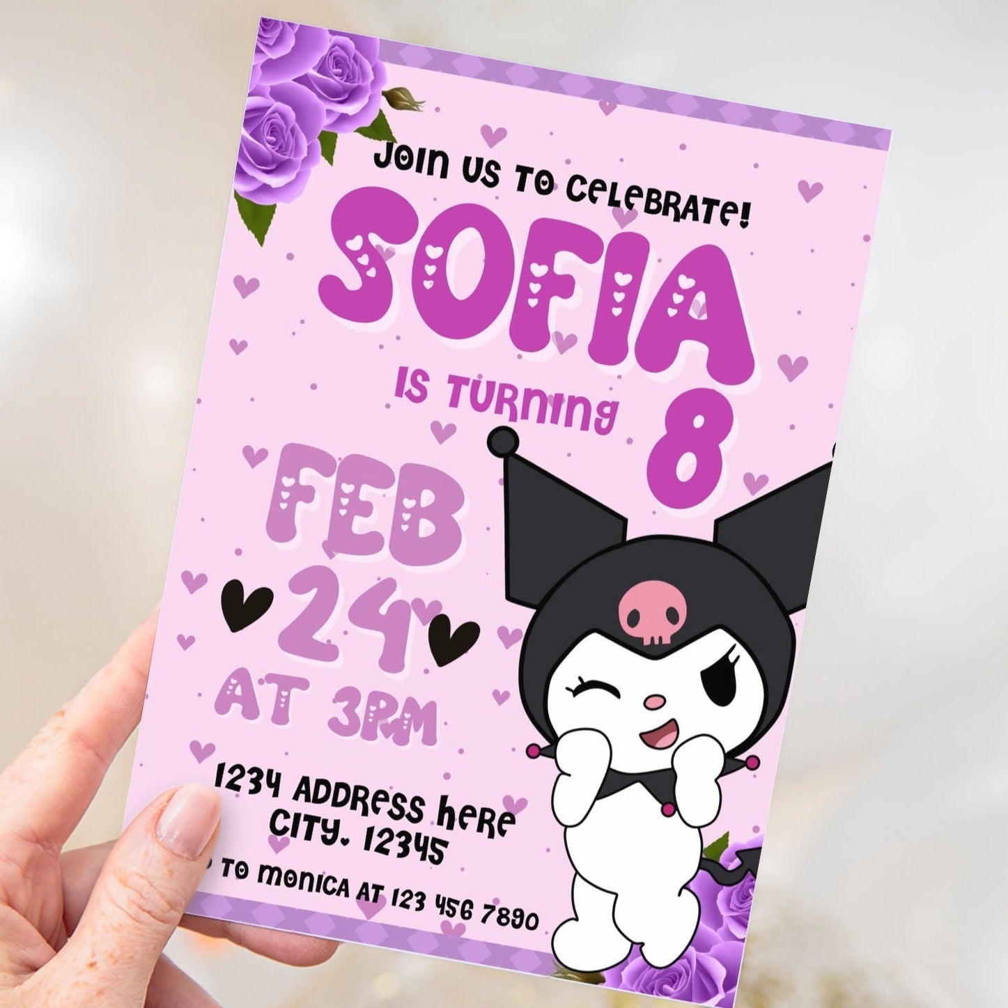 Kuromi Birthday Invitation Template – Mama Life Printables