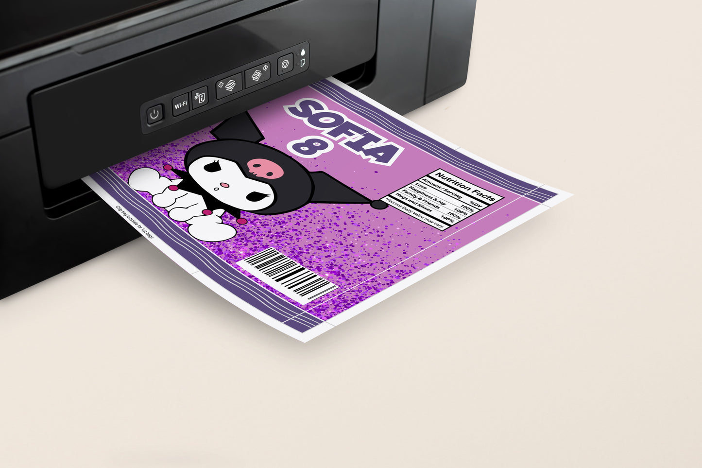 kuromi printable chip bag