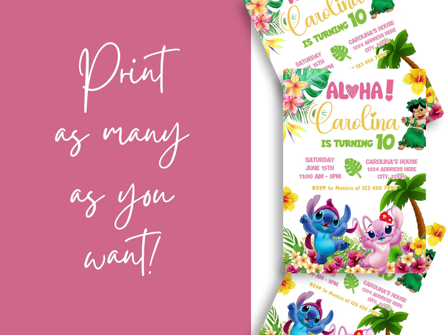 Lilo & Stitch Birthday Invitation - Canva Template - Invitations - Mama Life Printables