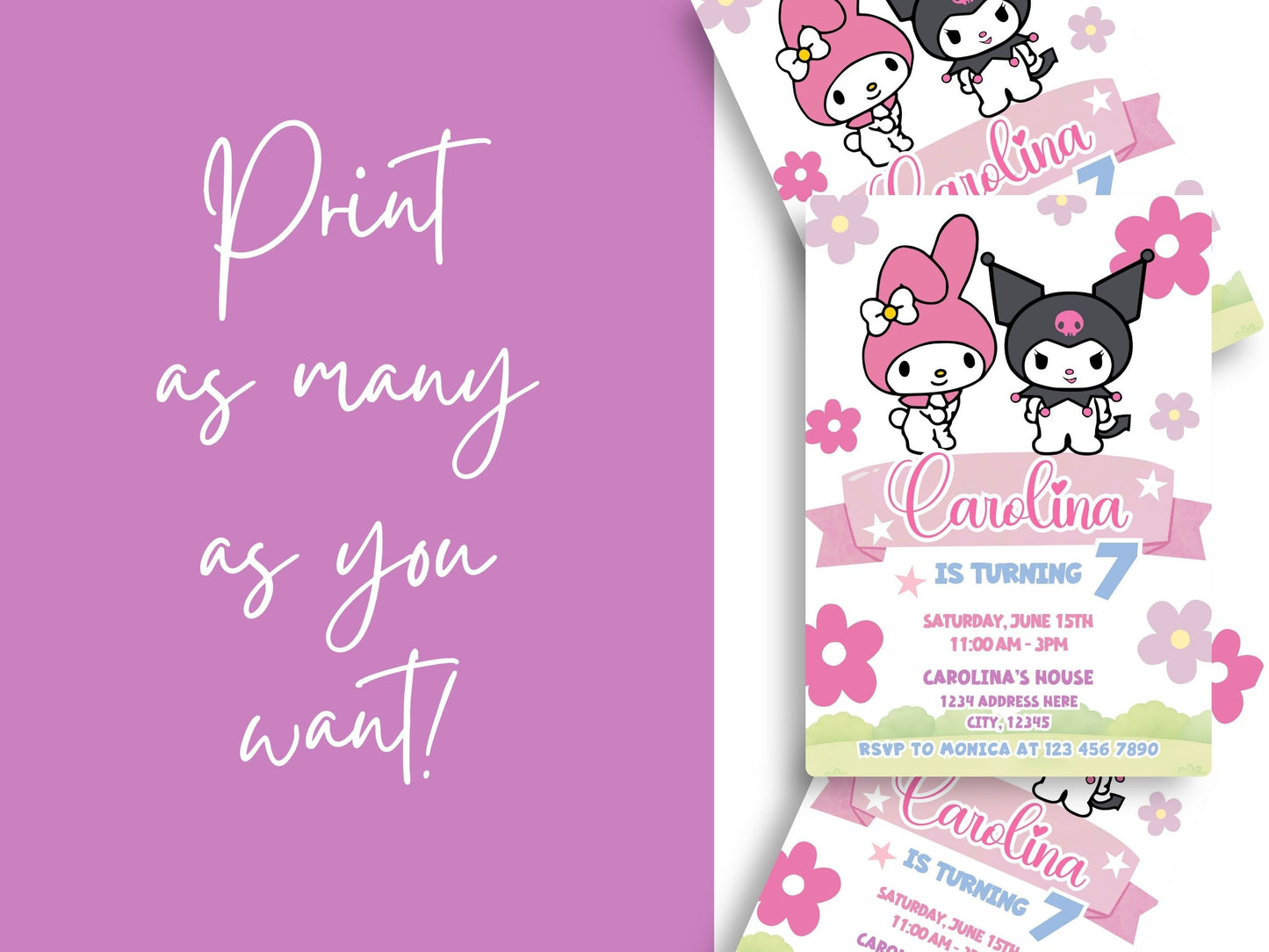 Melody & Kuromi digital invitation