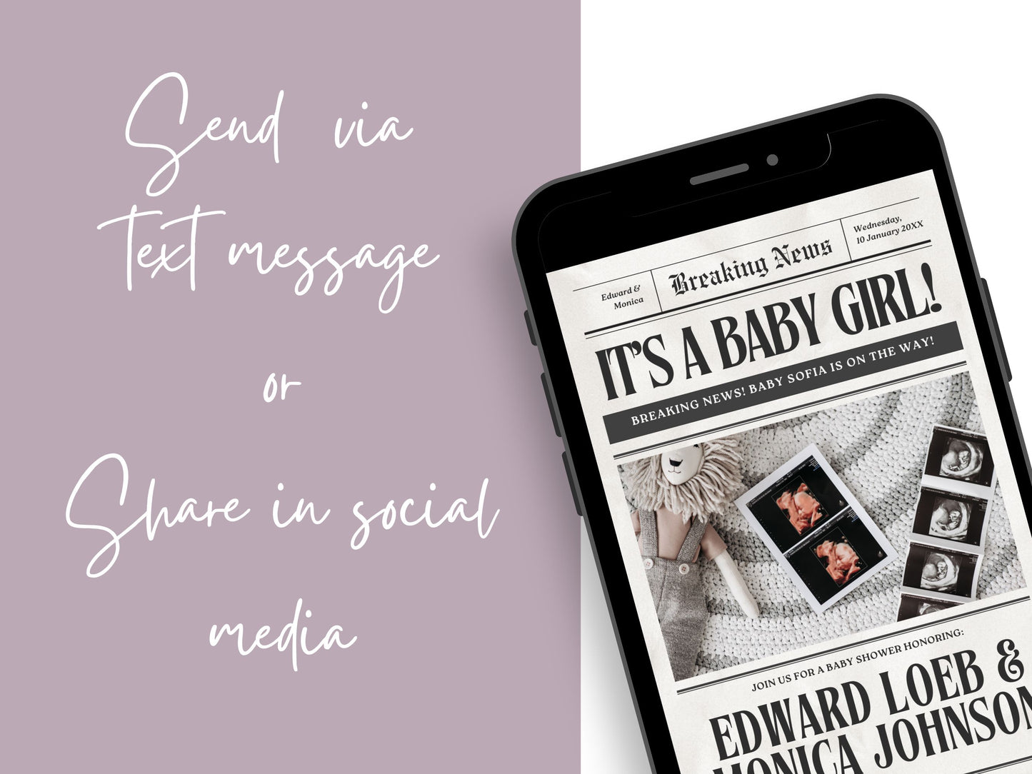 Vintage baby shower invitation template