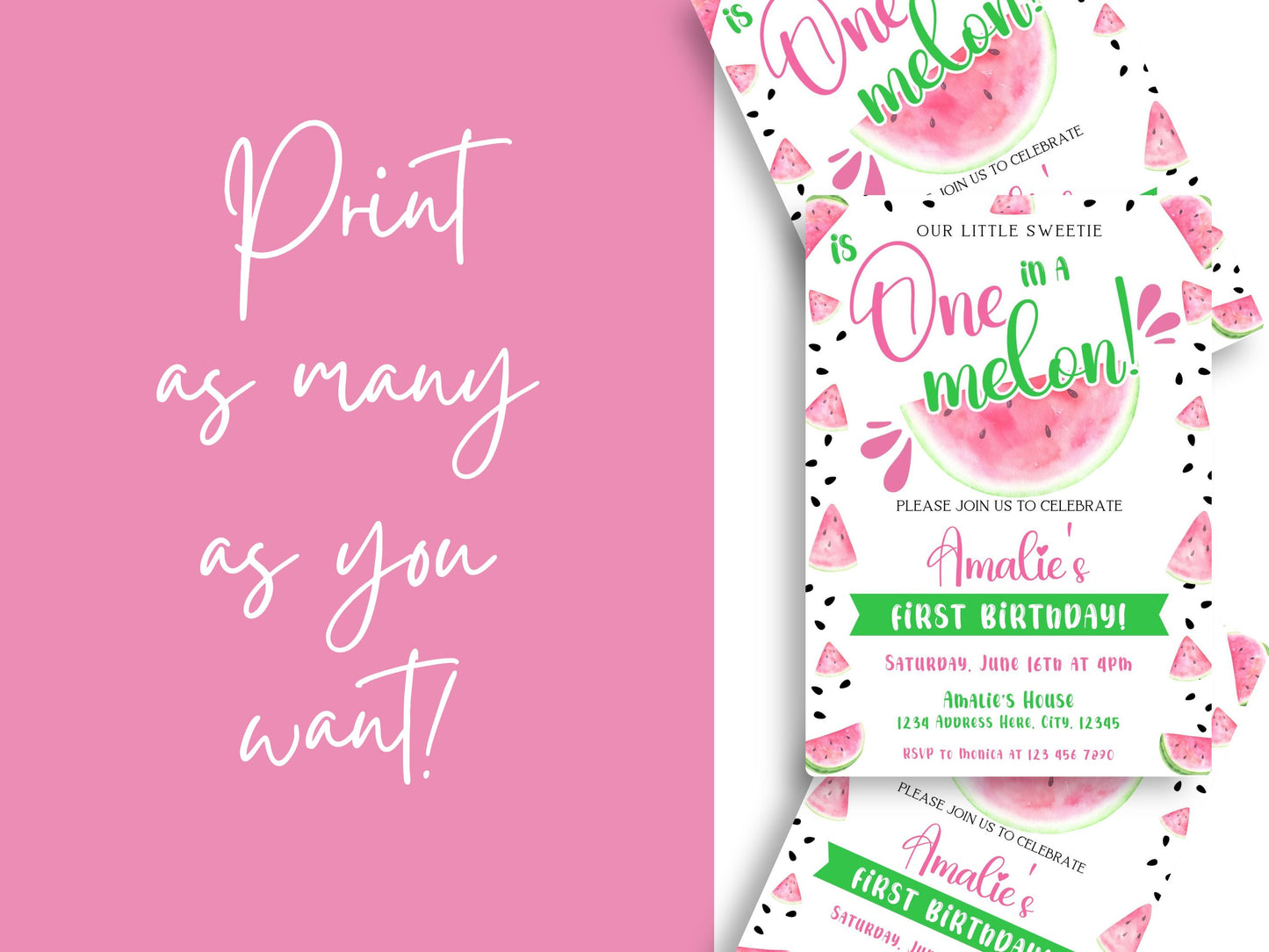 Adorable Watermelon Themed Invitation for a First Birthday Party