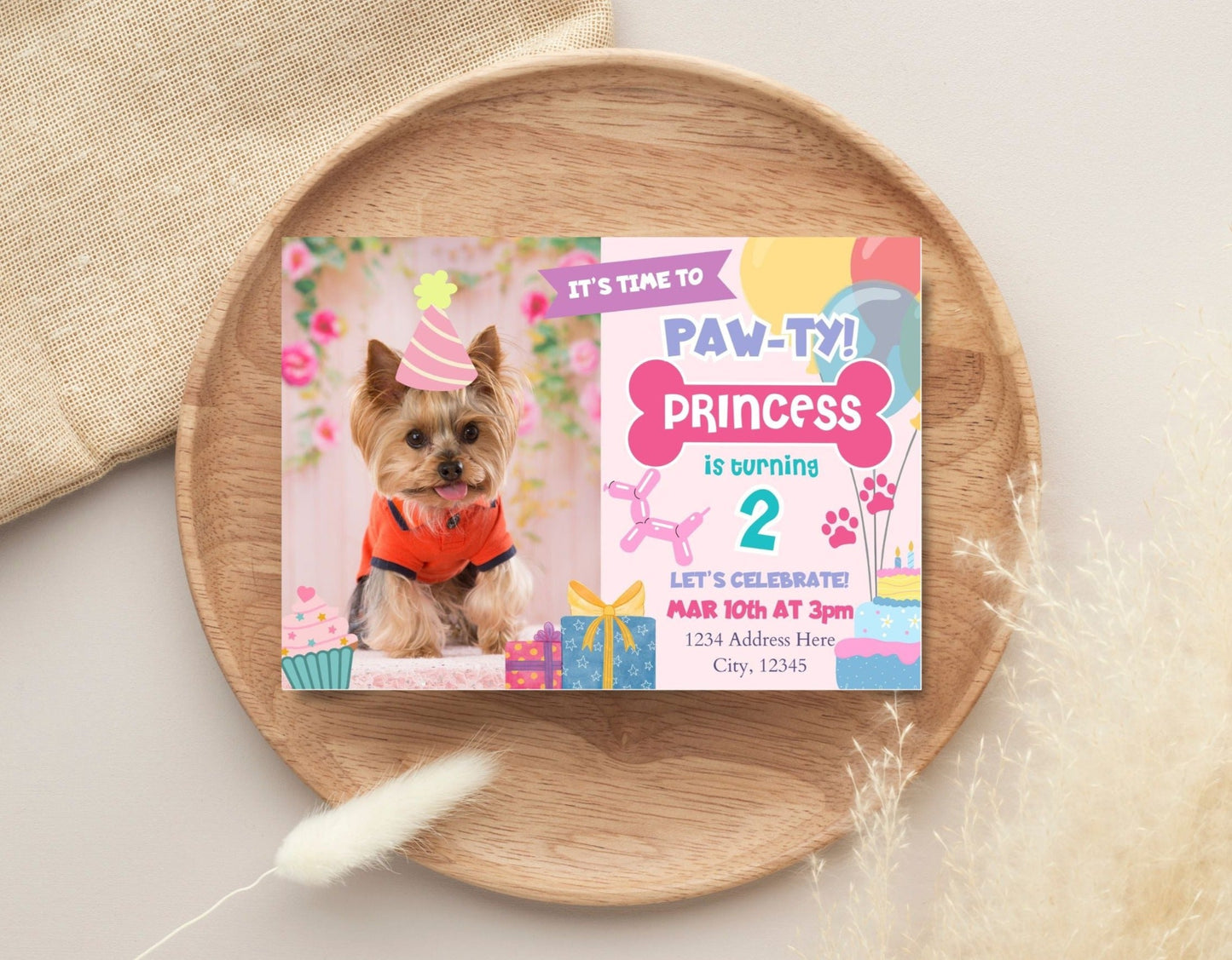 Puppy Birthday Invitation - Canva Template - Invitations - Mama Life Printables