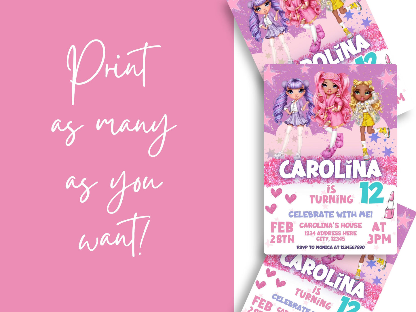 rainbow high invitation template