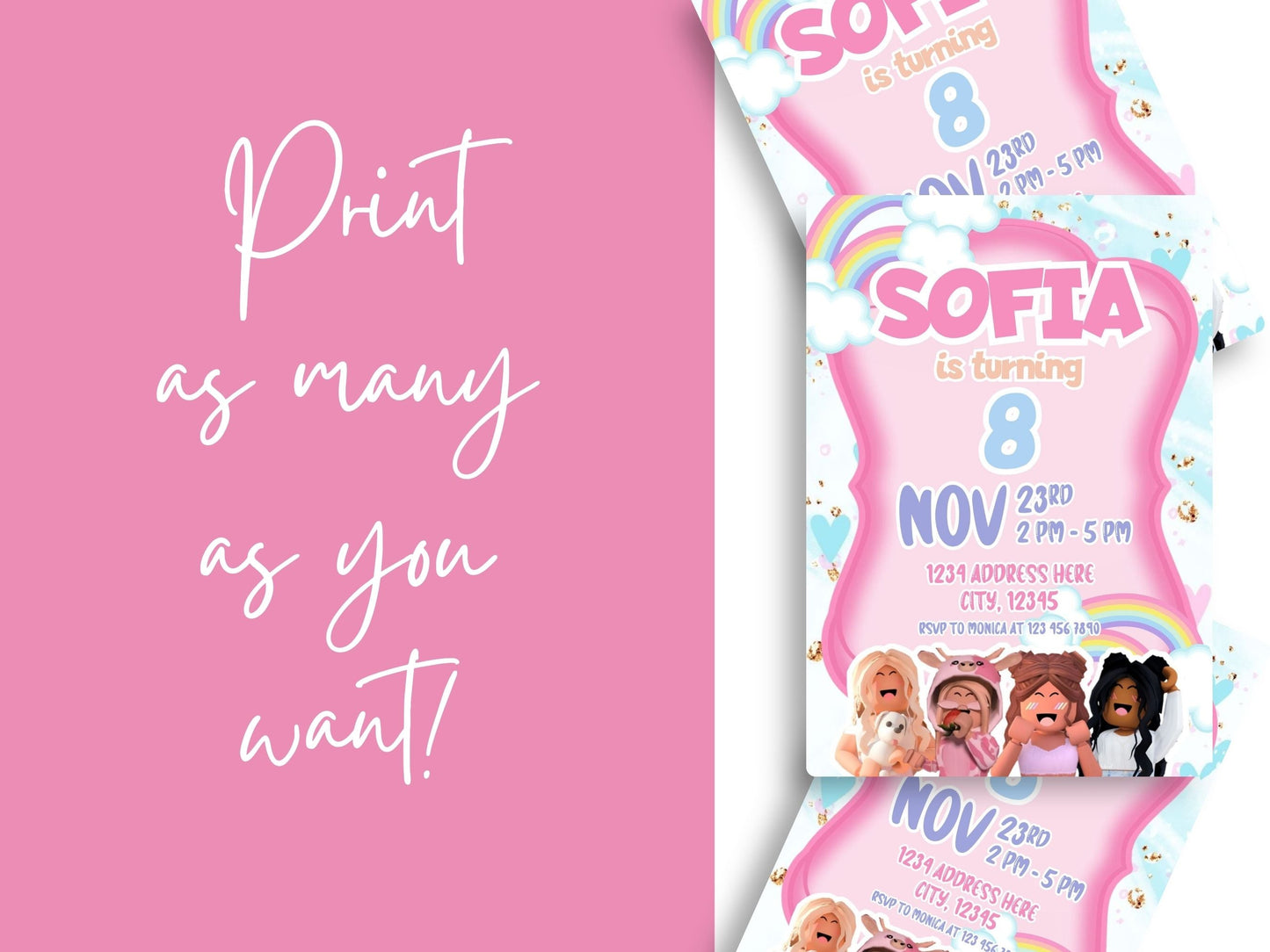 Roblox Birthday Invitation - Canva Template - Invitations - Mama Life Printables