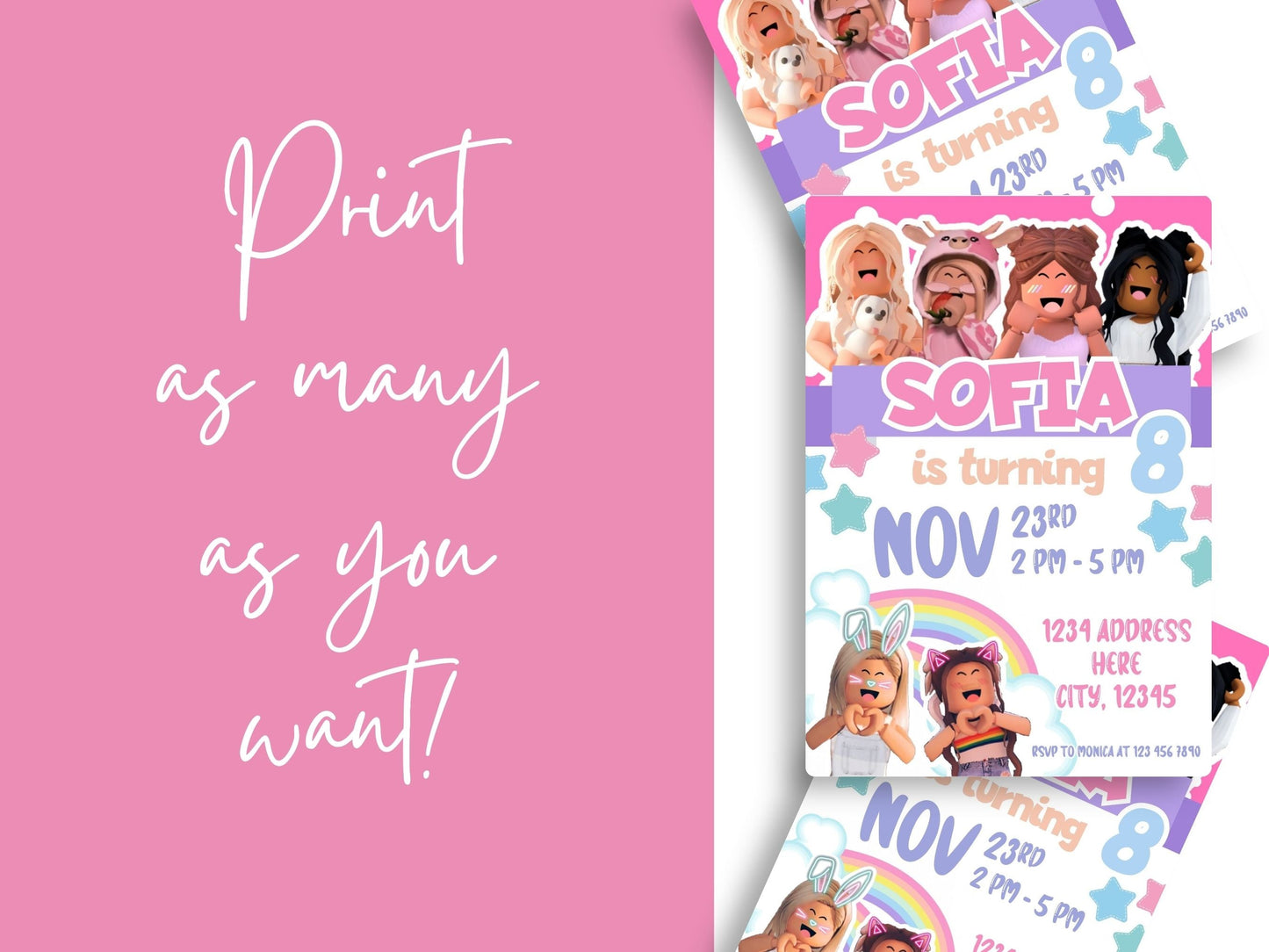 Roblox Birthday Invitation - Canva Template - Invitations - Mama Life Printables