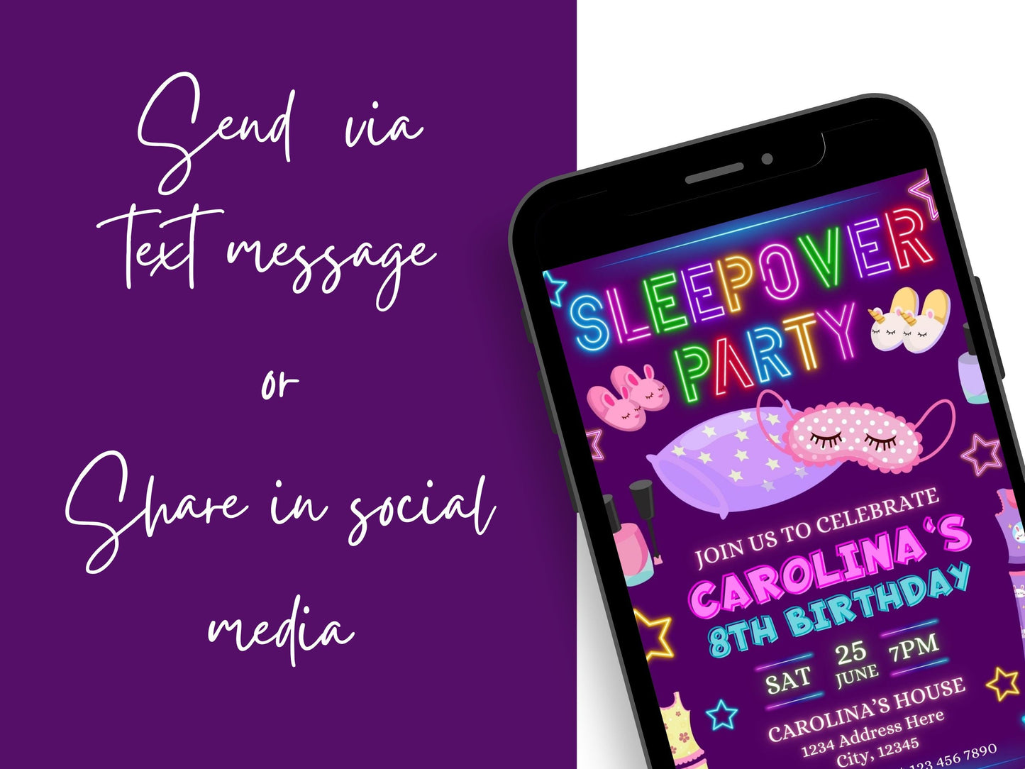 Sleepover Party Invitation - Canva Template - Invitations - Mama Life Printables