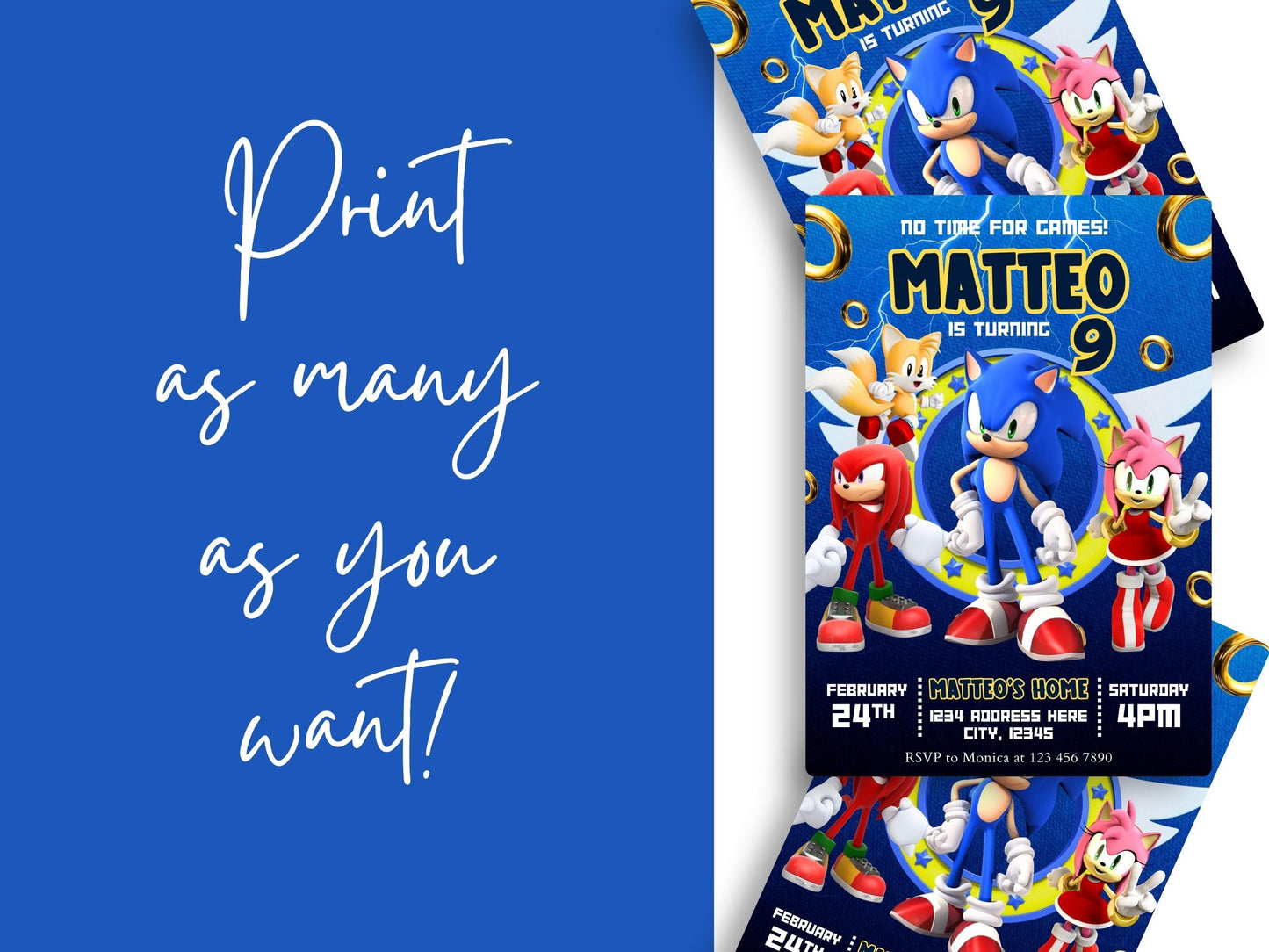 Sonic Birthday Invitation - Canva Template - Invitations - Mama Life Printables