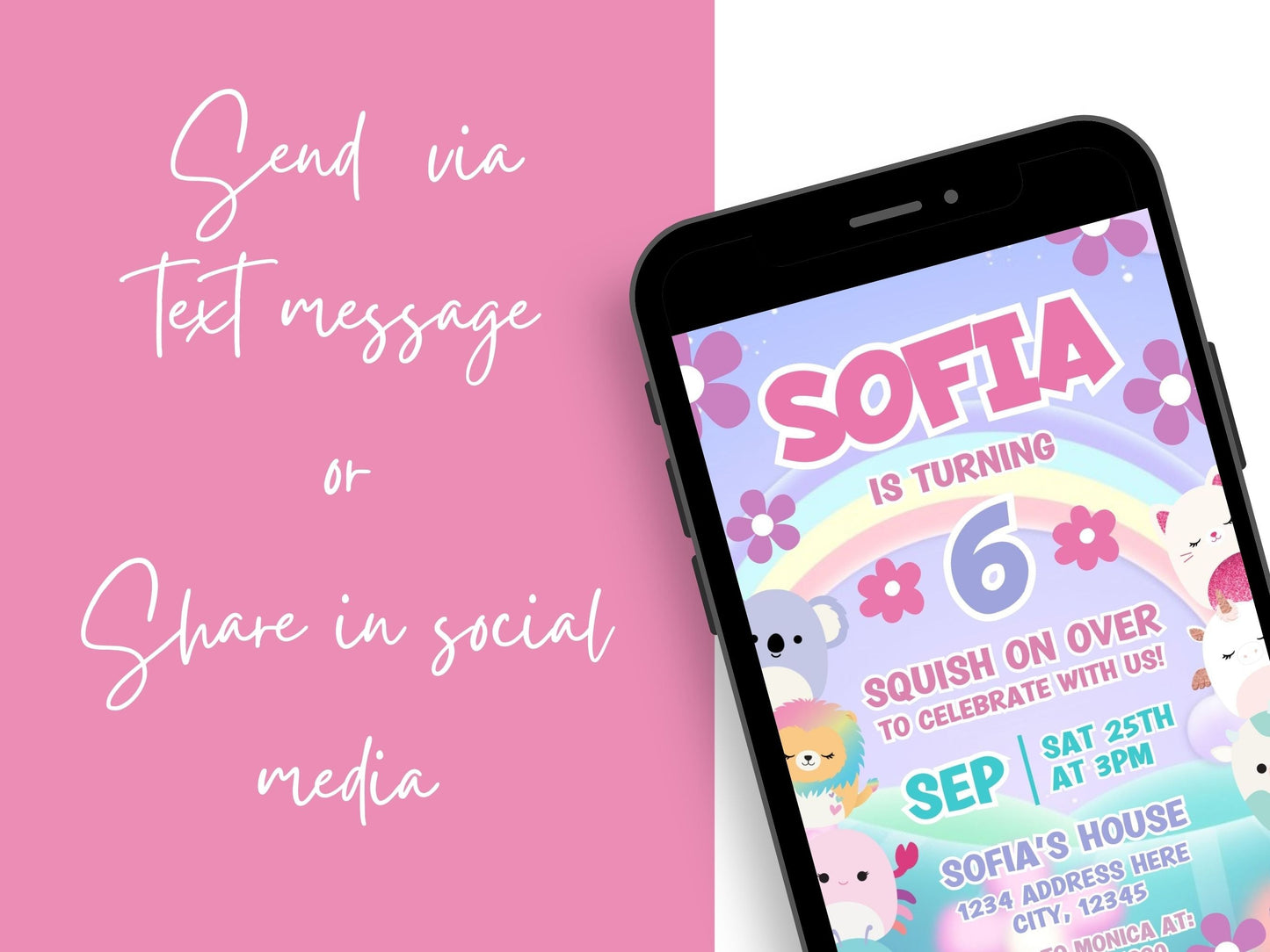 Squishmallows Birthday Invitation - Canva Template - Invitations - Mama Life Printables