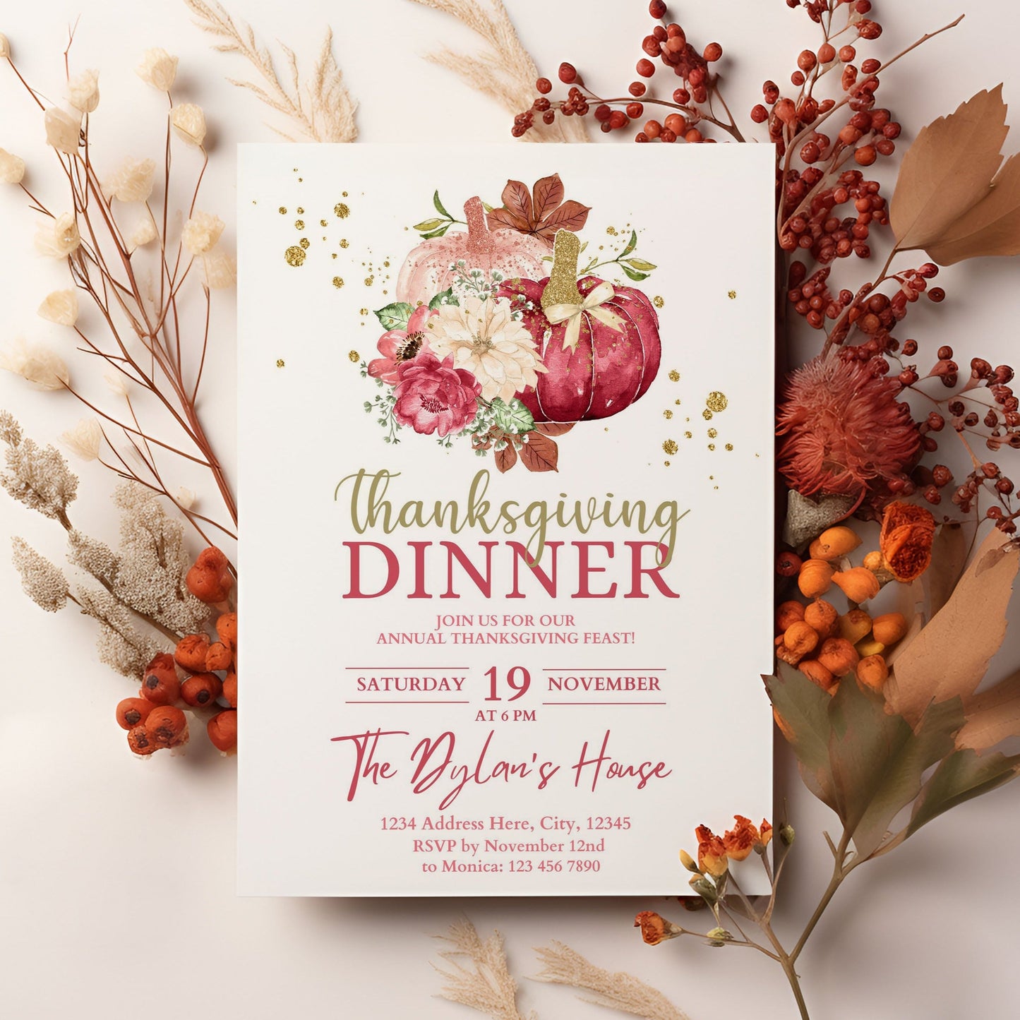 Thanksgiving Dinner Invitation - Canva Template - Invitations - Mama Life Printables