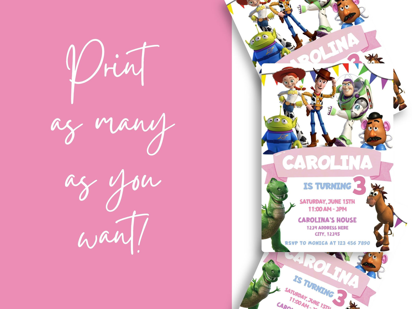 toy story birthday invitation for girls