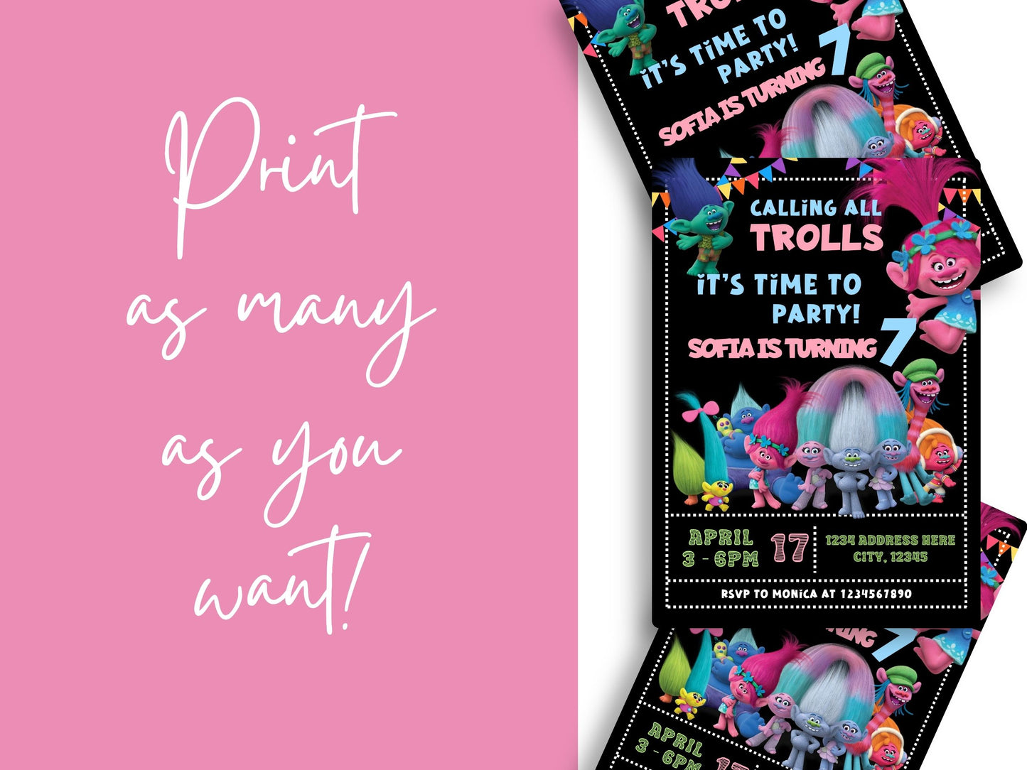 trolls editable invitation template