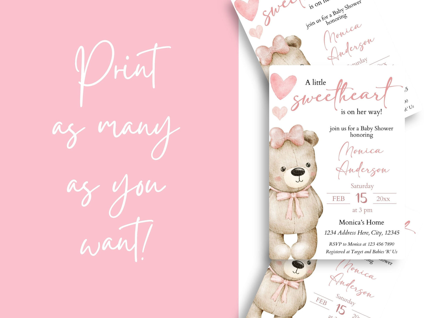 Valentine's Day Baby Shower Invitation - Canva Template - Invitations - Mama Life Printables