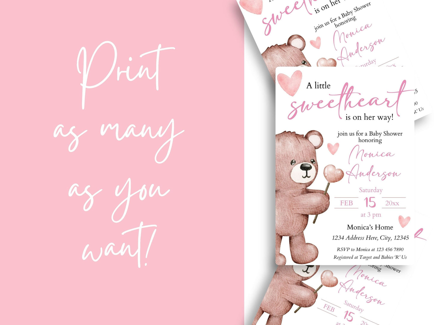 Valentine's Day Baby Shower Invitation - Canva Template - Invitations - Mama Life Printables