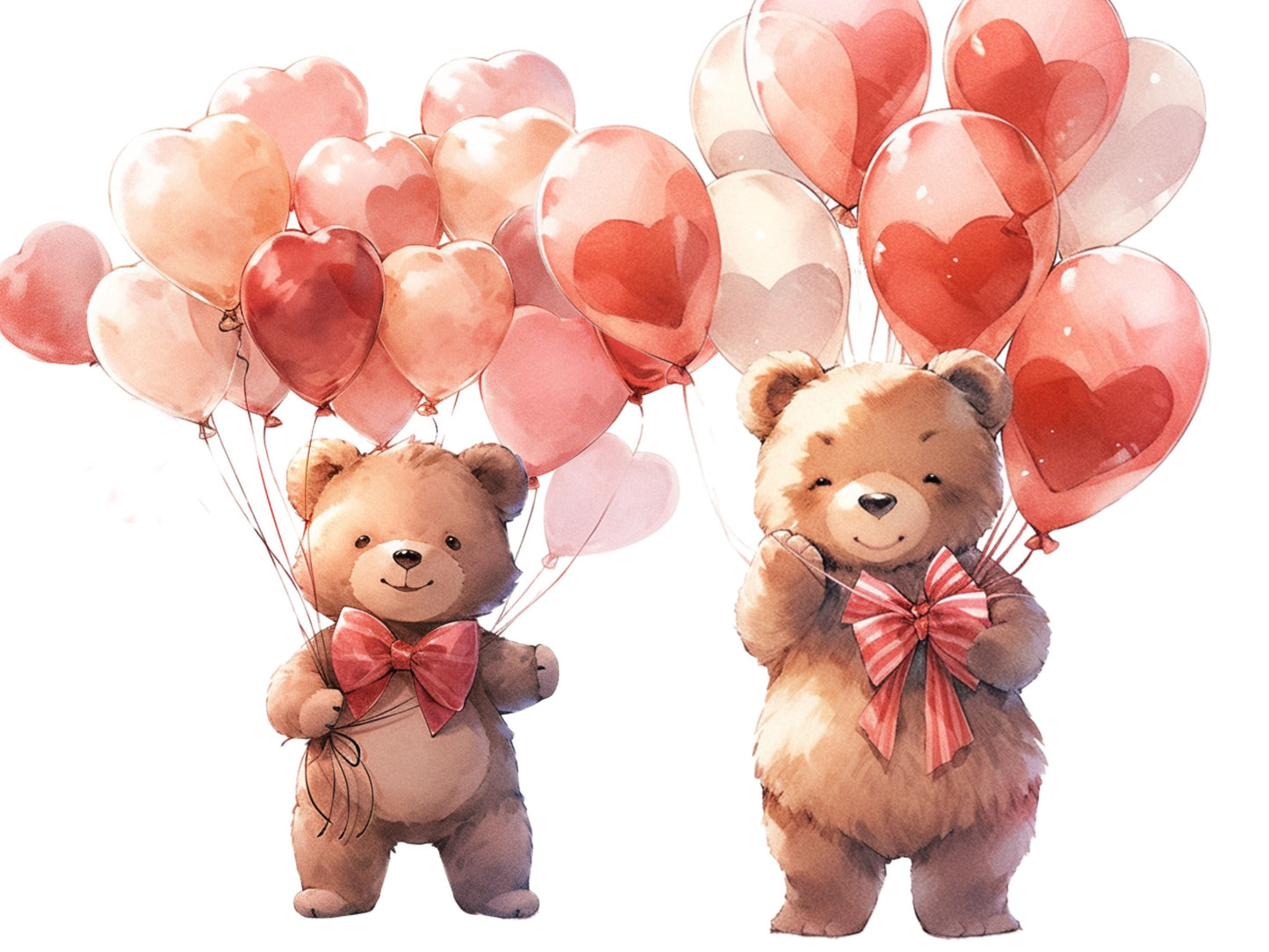 Valentine's Day Teddy Bear Holding Balloons Cliparts - Digital Artwork - Mama Life Printables