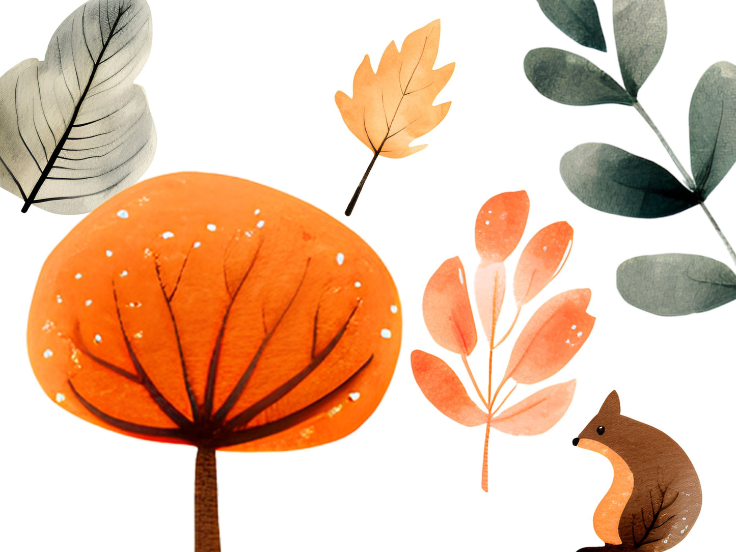 Watercolor Fall PNG Cliparts - Digital Artwork - Mama Life Printables