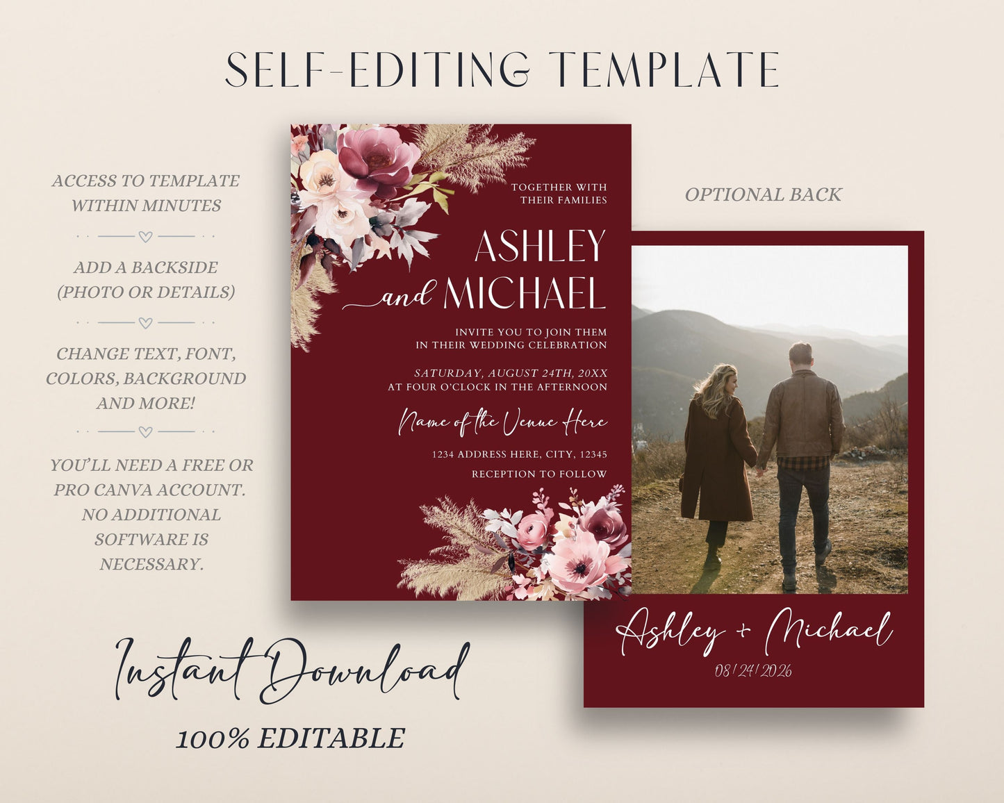 Wedding Invitation Set - Canva Template - Wedding Invitation - Mama Life Printables