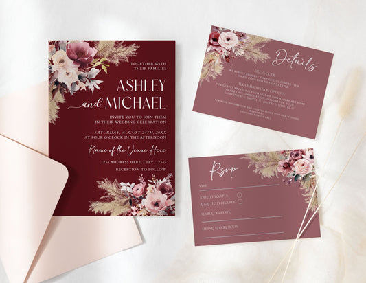Wedding Invitation Set - Canva Template - Wedding Invitation - Mama Life Printables