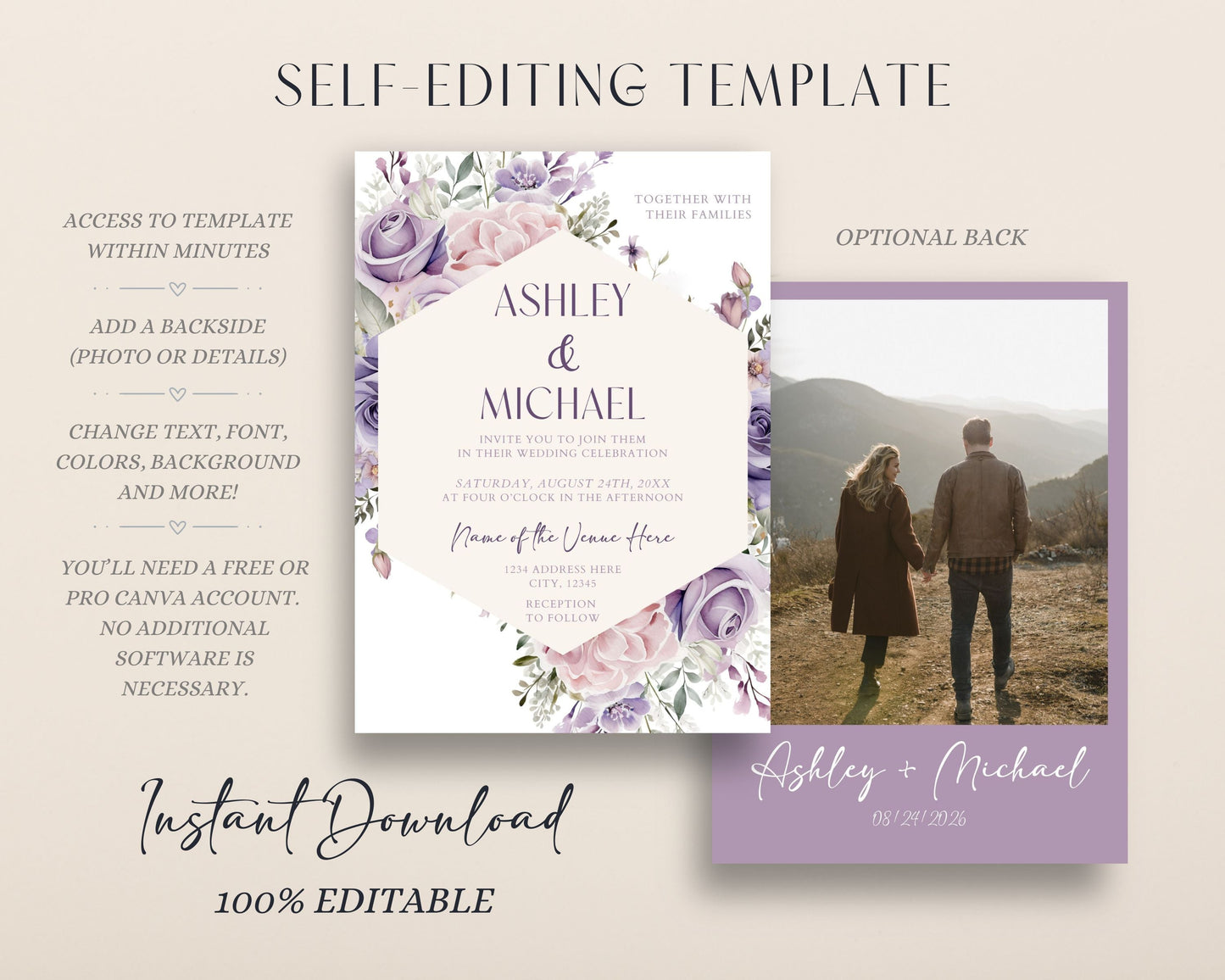 Wedding Invitation Set - Canva Template - Wedding Invitation - Mama Life Printables