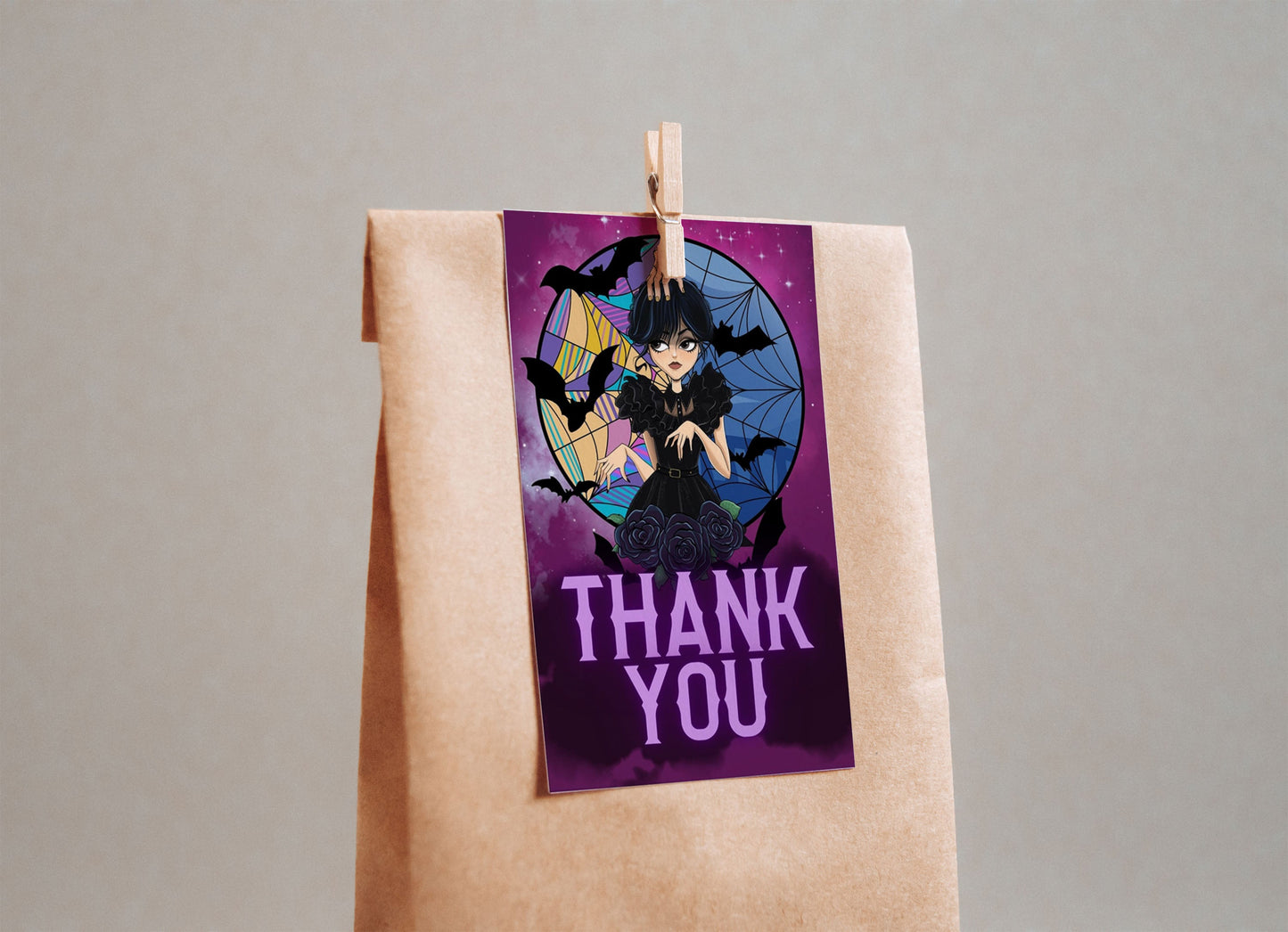 Wednesday Addams Gift Bag Label - Gift Bag Labels - Mama Life Printables