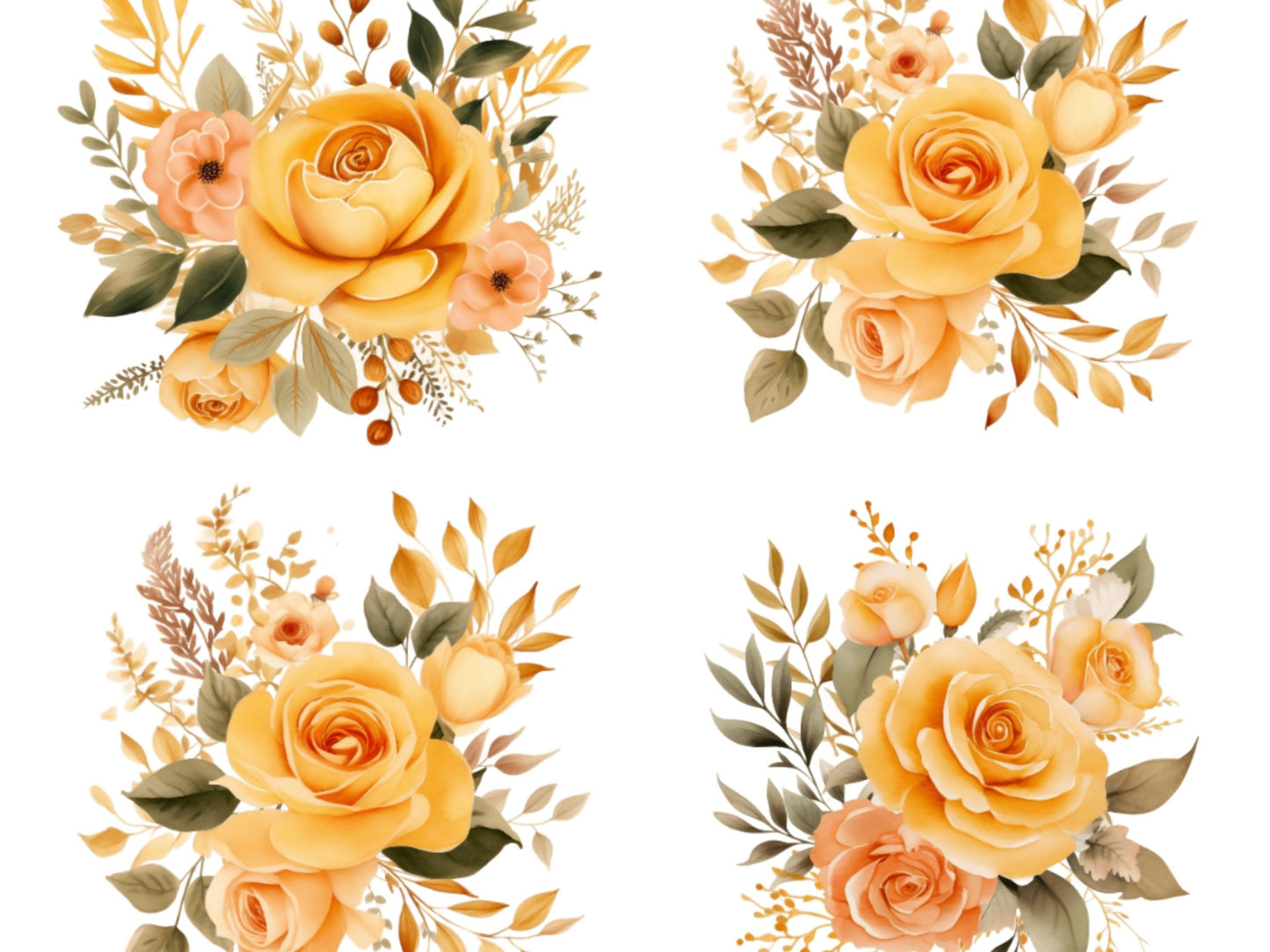 Yellow Watercolor Flowers Cliparts | High-Quality PNG - Digital Artwork - Mama Life Printables