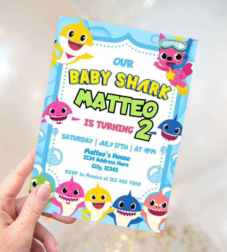 baby shark invitations and party printables