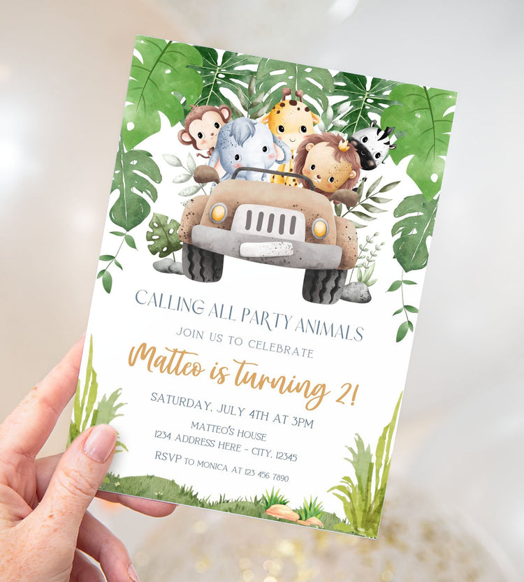 safari editable invitations and party printables