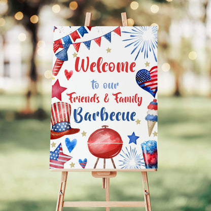Personalized welcome sign for 4th of July celebrations, designed on Canva