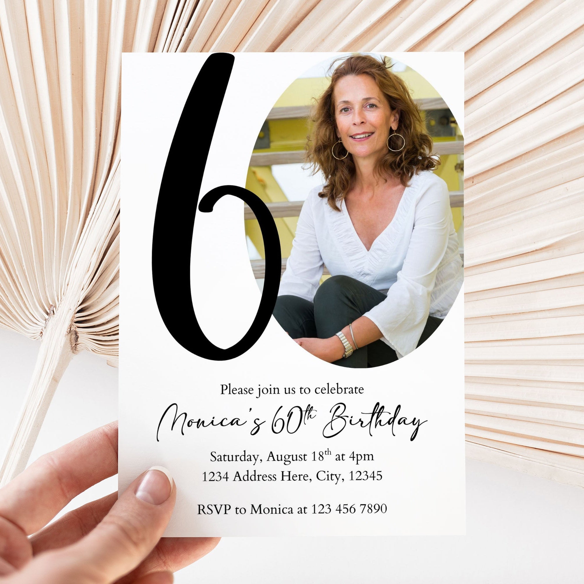 60th Birthday Invitation Template Personalize Instantly with Photo
