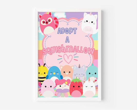 Adopt a Squishmallow Sign - Party Signs - Mama Life Printables