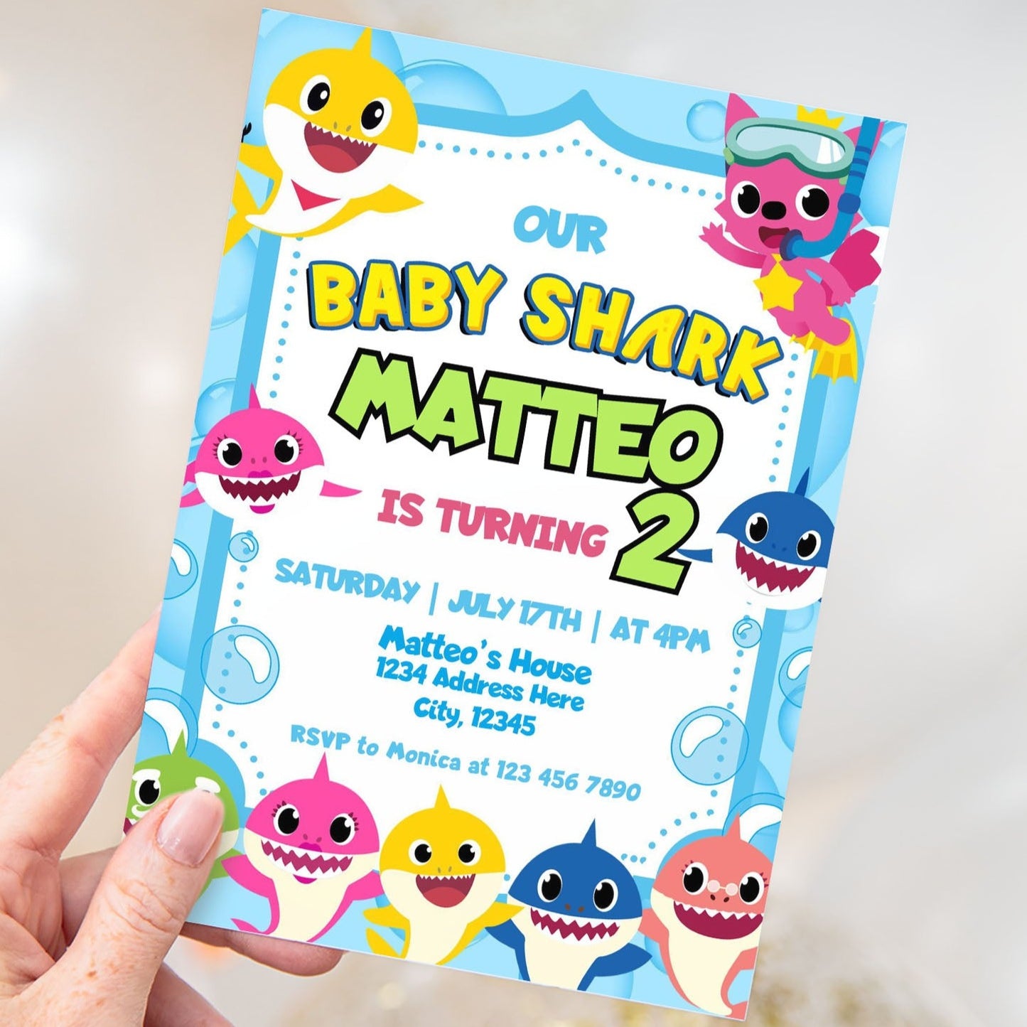 baby shark birthday invitation template