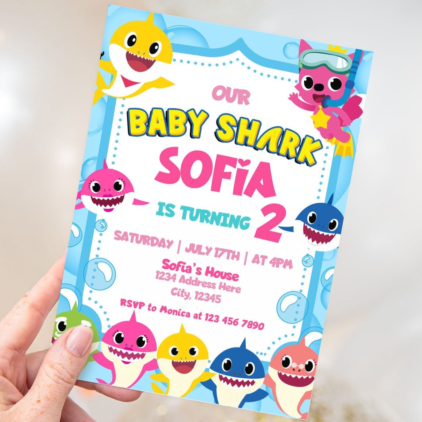 Baby Shark Girl Birthday Invitation – Mama Life Printables