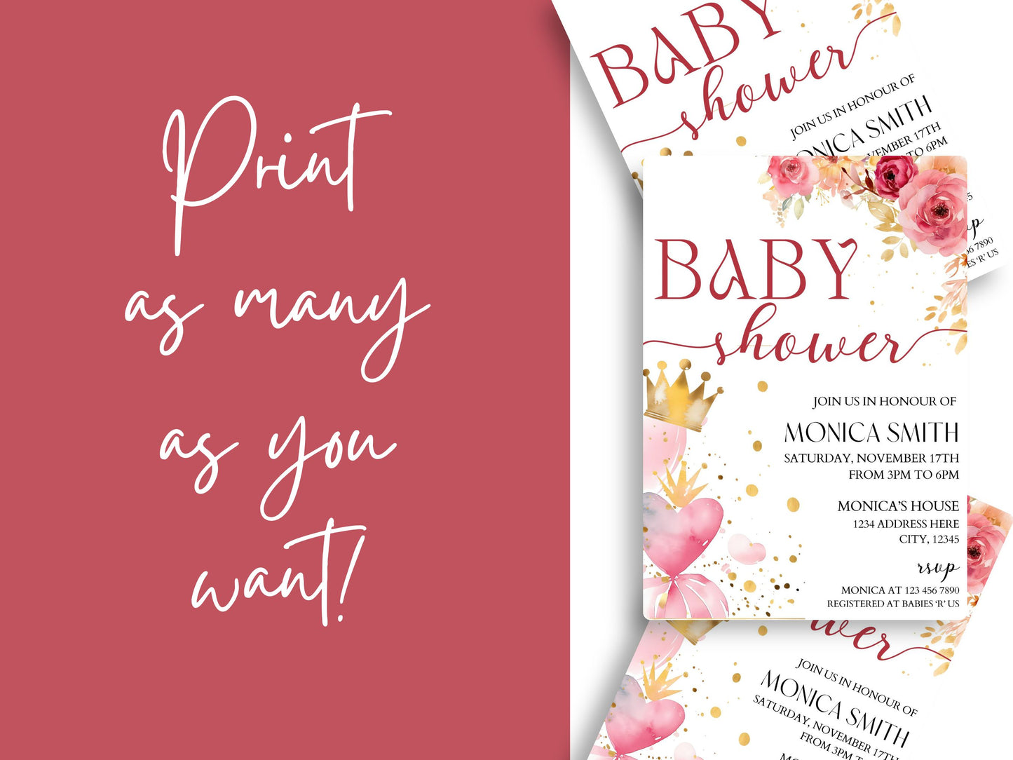 Baby Shower Invitation Girl - Canva Template